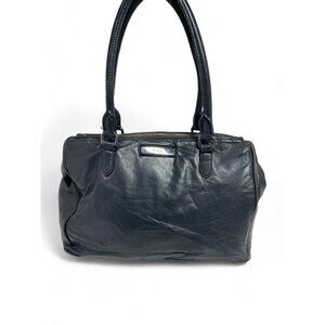 DKNY Donna Karan Soft Leather Shoulder Bag Black Triple Compartments 16"W x 10"H